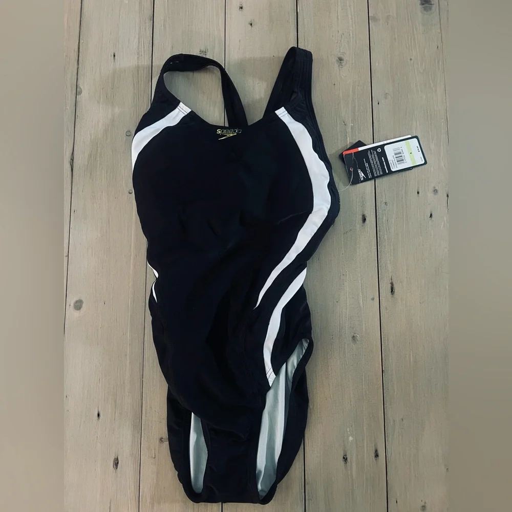 Speedo Quantum Fusion Splice Swimsuit for Women Black Athletic  Size 4 NWT